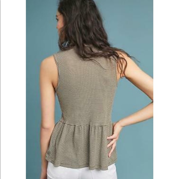 Anthropologie T.la NWT Striped Peplum Top Blouse - Picture 2 of 7